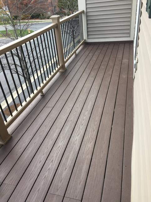 Azek brand pvc decking on this balcony in Lombard Illinois. A-Affordable Decks Lombard