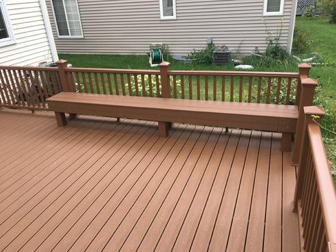 A-Affordable Decks Lombard Illinois. Bench made of Trex Transcend composite. 2017 Lisle, IL