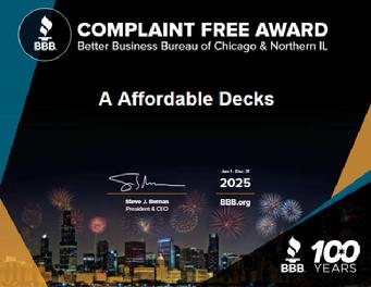A+ BBB 2025 A-Affordable Decks Lombard IL