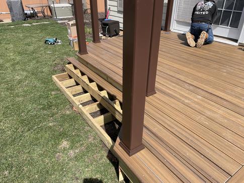 A-Affordable Decks 2023 Elmhurst Il Trex decking (Havana Gold) install in-progress A-Affordable Decks Lombard IL